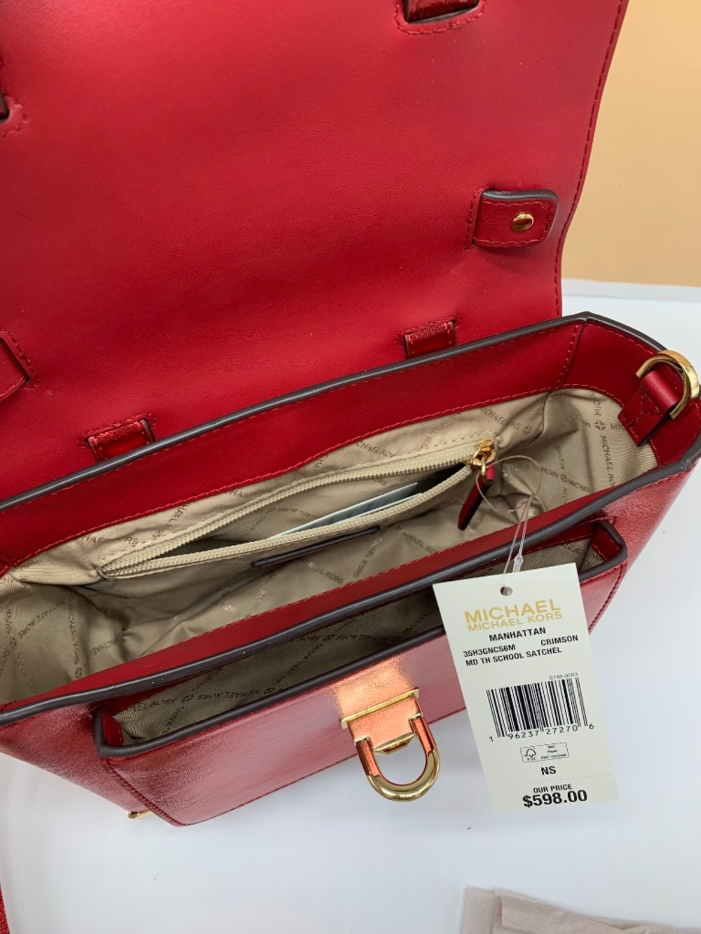MICHAEL KORS Manhattan Medium Patent Faux Leather Satchel - Picture 13 of 15
